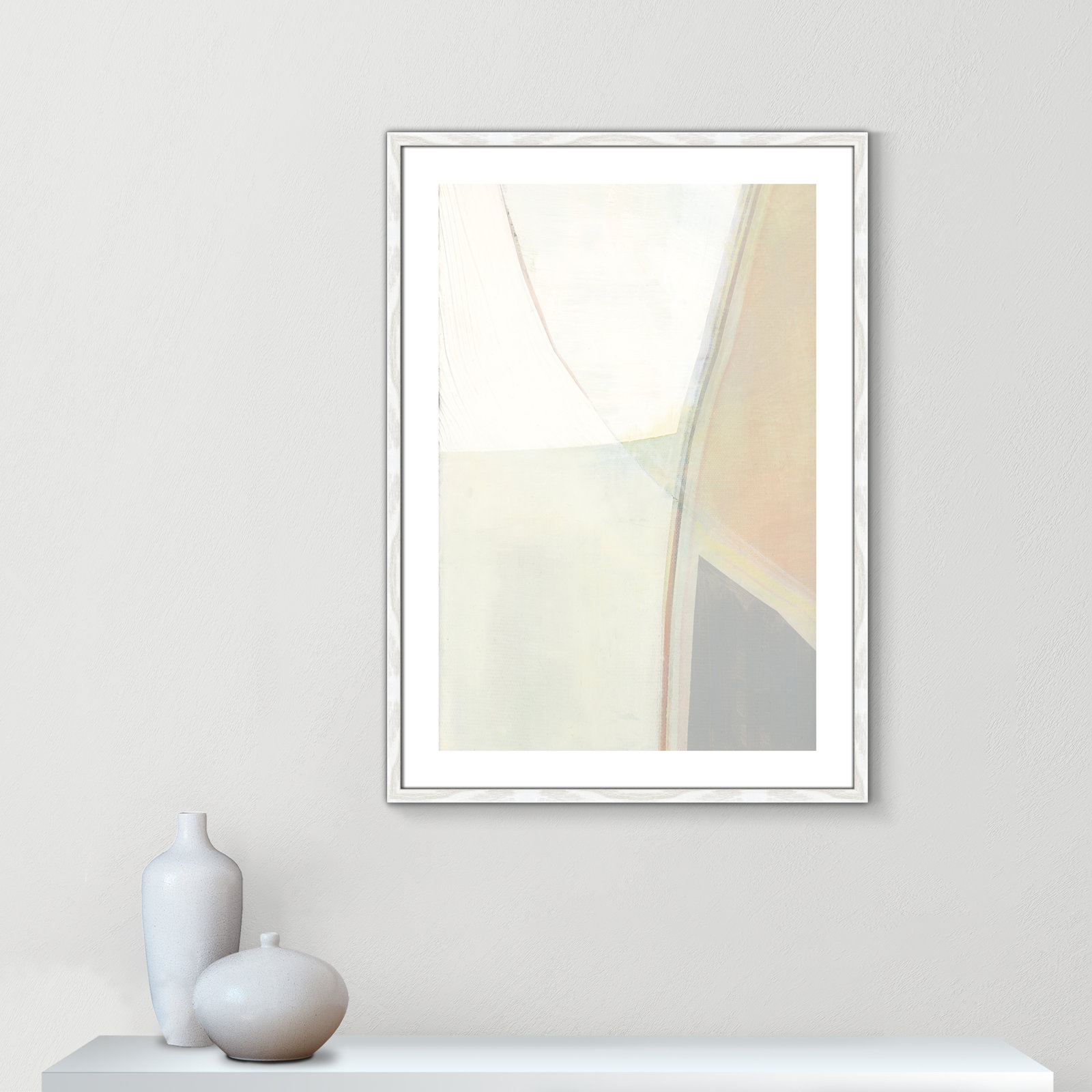Alexandria "In Neutral II" Painting by Cartissi, 35.5" H x 25.5" W x 0.75" D, White Wood Framed Paper