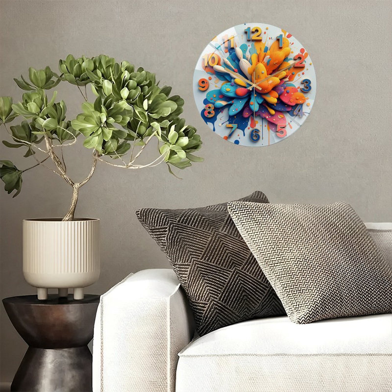 Horloge murale colorée avec design unique pour la décoration intérieure - Horloge murale moderne en verre 12 po