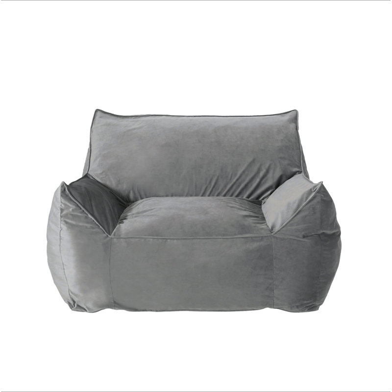 Fauteuil à billes Allea Velveteen avec accoudoirs, gris