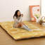 Canapé-lit de futon japonais épais - Matelas Tatami simple - Coton microfibre pliable et respirant - Lit d'invité portable pour dortoir, camping, enfants - Vague d'arc à cinq lignes jaune citron, 39 x 80 pi-1948947563