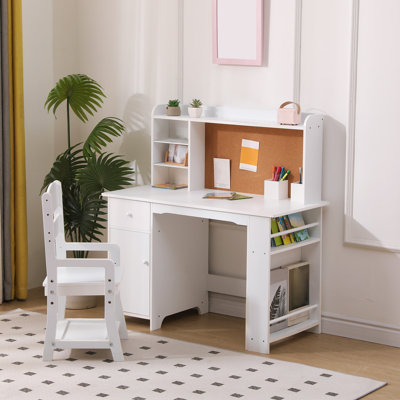 Ensemble de bureau et de chaise pour enfants - Comprend une bibliothèque, un babillard, des armoires, une tablette de rangement - une table d'étude