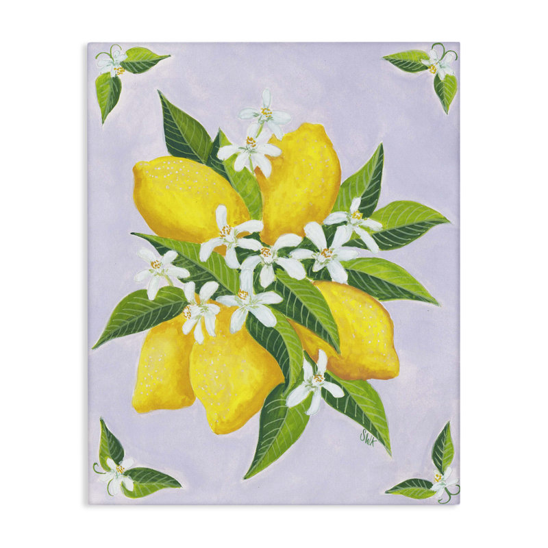 «Botanical Citrus Lemons», art mural par Sarah Waldron Kimball, H 48 po x l 36 po