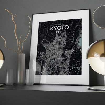 Kyoto City Map In Midnight - No Frame Print