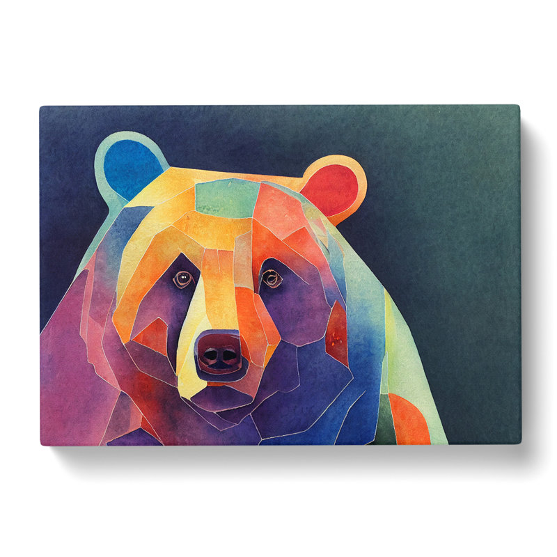 Bear In Watercolour - Wrapped Canvas Print, 50cm H x 76cm W x 3cm D