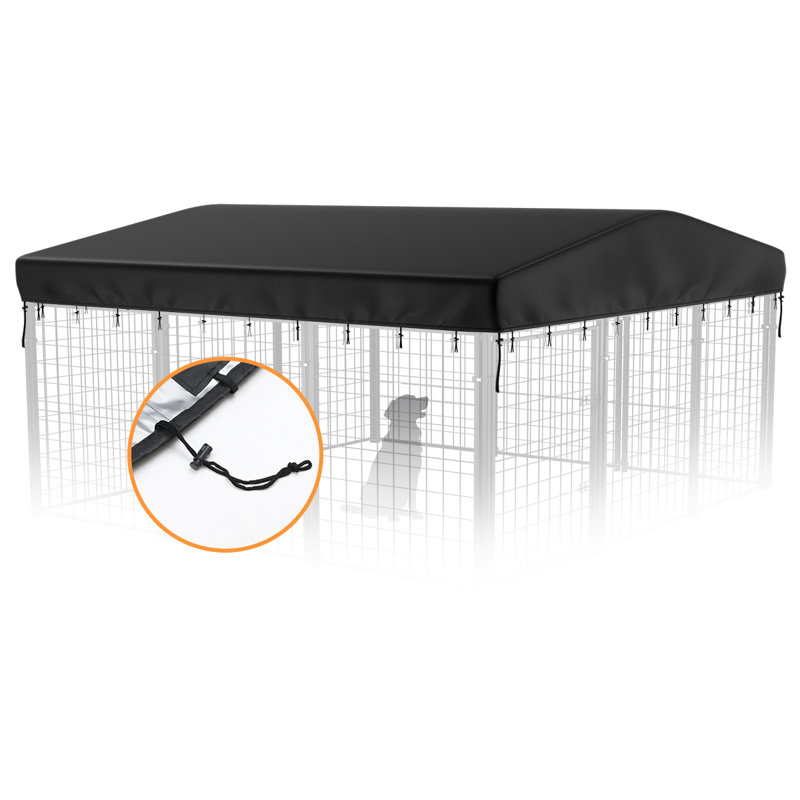 Outdoor Dog Kennel Cover, Heavy Duty Waterproof UV Resistant Dog Kennel Canopy Protection Replacement Cover - Black (Excluding dog cages)