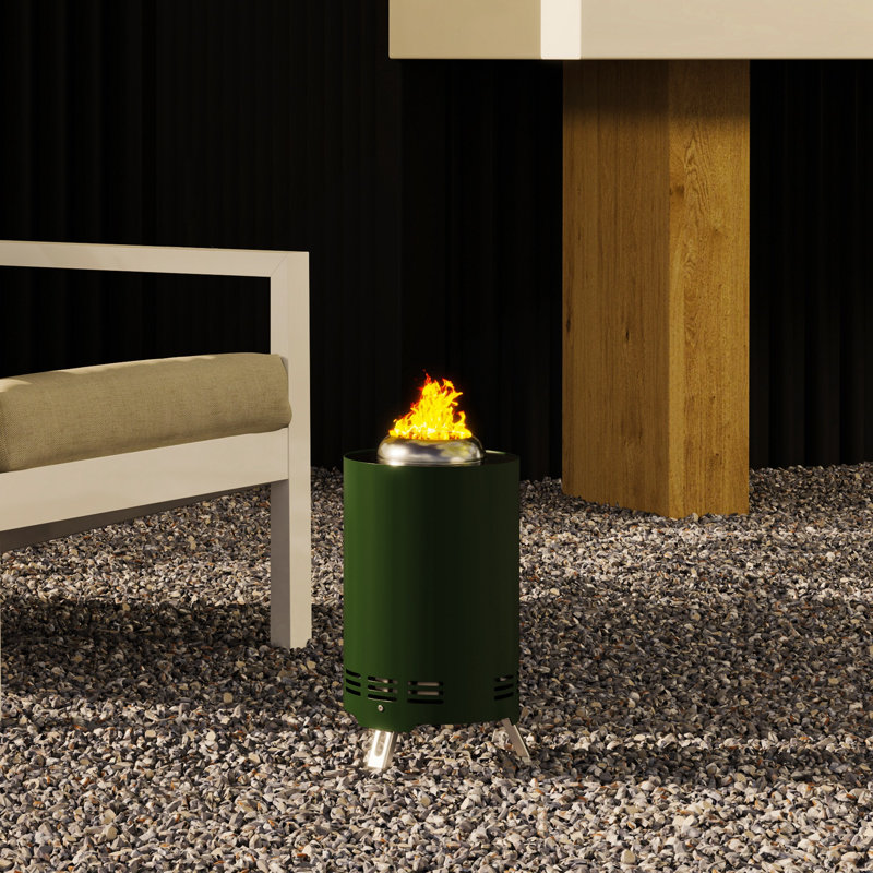 Cylinder Charcoal Smokeless Fire Pit, Green