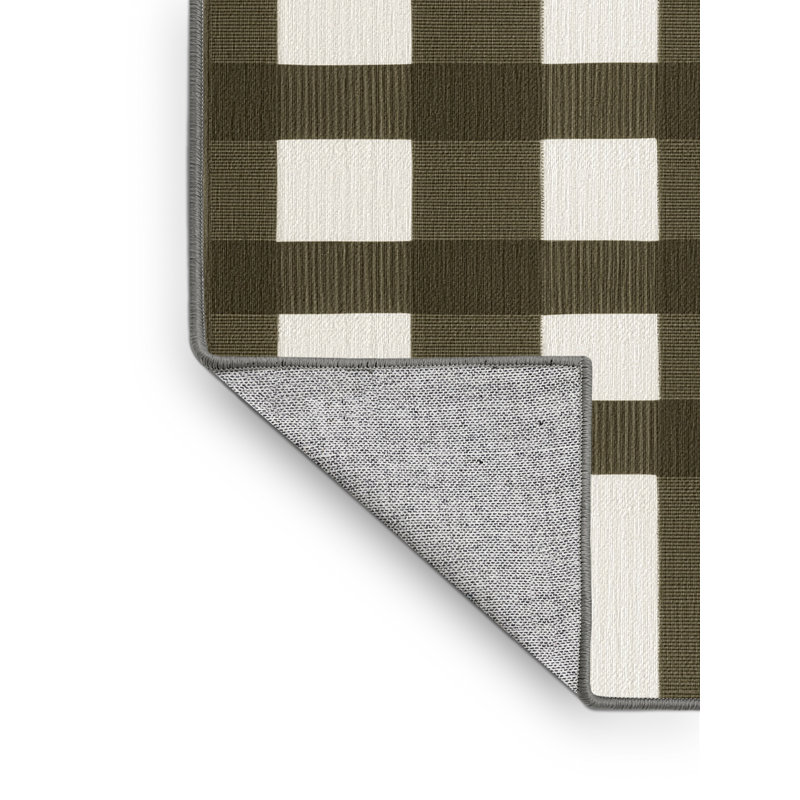 Tapis brun à carreaux lavable à la machine, Carré 5 pi
