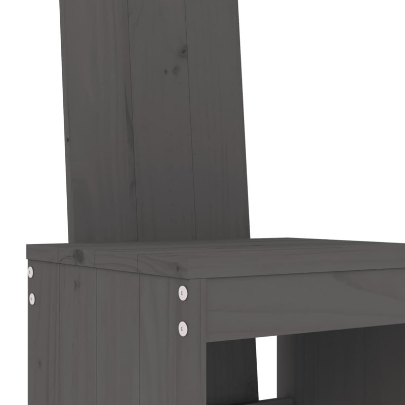 Aundreah Brayden Studio Bar Set with Wood Frame and Solid Wood Outer Material, Grey