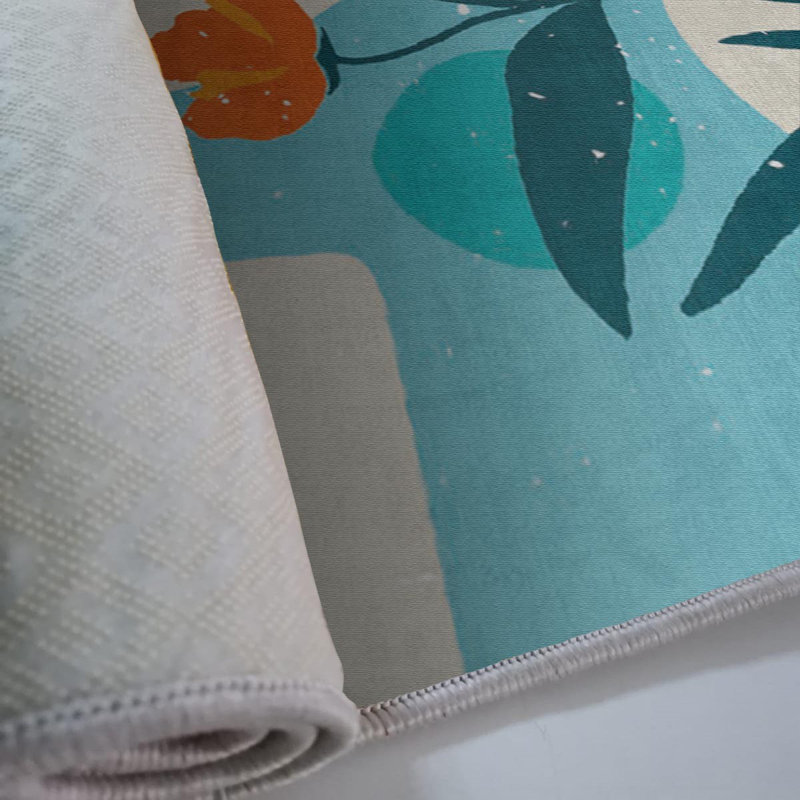 Luxurious Woven Carpet, 5.9 x 9.2 ft, 100% Polyester, Non-Slip Felt Dot Underside | Raschel Knitting, Pile Height: 0.4 in, Total Thickness: 0.4 in | Machine Washable, Elegant Design for Living Room & Bedroom