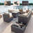 Yasmina 8-Pieces All-Weather Wicker Outdoor Conversation Sets With 55,000 BTU Fire Pit Table And Cushions-175164811