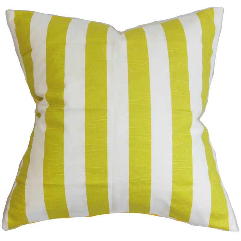 Square Pillow Cover & Insert, Green Broad Striped