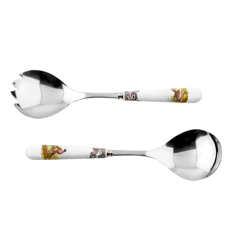 Spode Woodland Salad Servers S/2 Pme/Qu/Pt