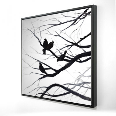"Silhouette d'oiseaux et de branches"