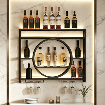Wine Bottle & Glass Rack Black