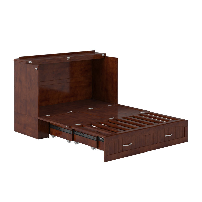 Commode de lit Murphy avec rangement et chargeur intégré, Double, Noyer