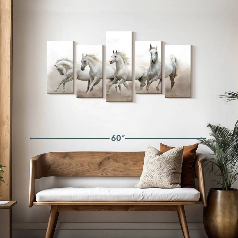 Brampt White Arabian Horses, 24'' H X 49'' W
