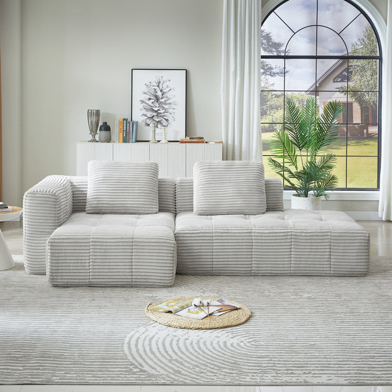 Canapé modulaire compressé, canapé modulaire en nuage avec méridienne, aucun assemblage requis, fauteuils rembourrés pour le salon, appartement