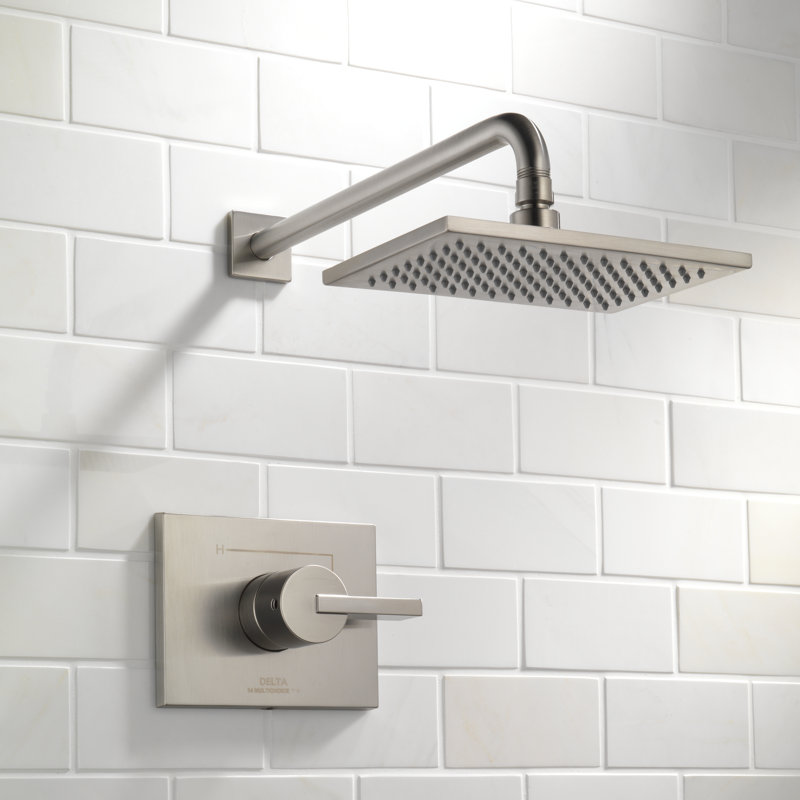 Ensemble de garniture de douche à fonction unique Vero 14 Series avec pomme de douche à jet simple Touch-Clean, inoxydable (valve non incluse)