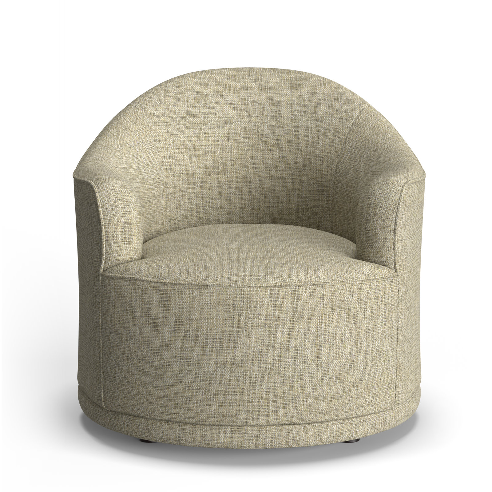 Rumi Upholstered Swivel Barrel Chair, Linen Performance Basketweave