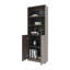 Stained Walnut Bookcase With Open Storage And 2 Doors-334245115
