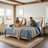Melaya Wingback Upholstered Platform Bed Frame-640475837-653332743