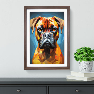 Boxer Dog Geometric Art - Framed Print