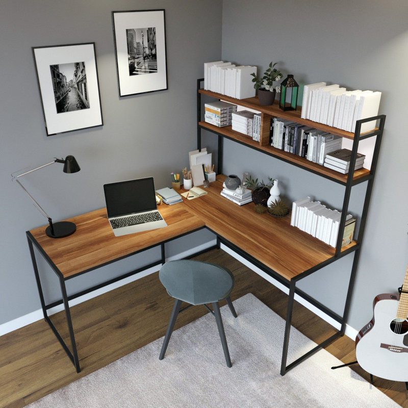 Nafne L-Shaped Writing Desk, Walnut