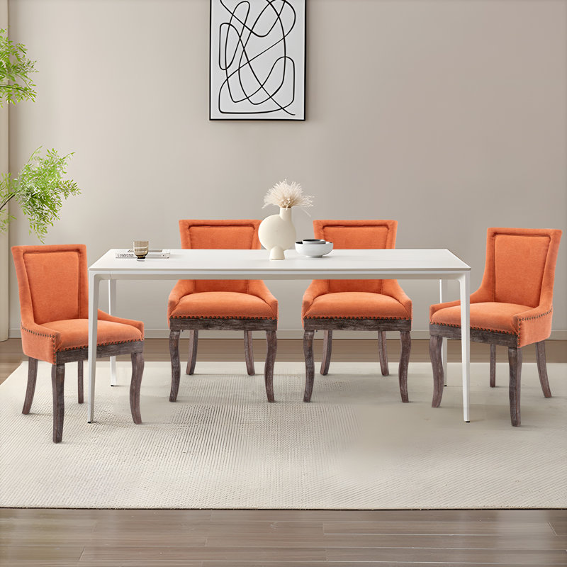 Caily 20.8'' H Upholstered Dining Chair, Orange