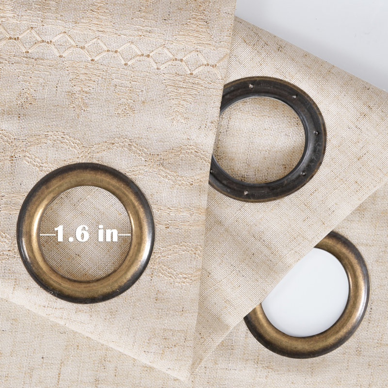 Paire de rideaux semi-transparents en lin Kidist, Ivoire/beige, L 50 po x L 90 po