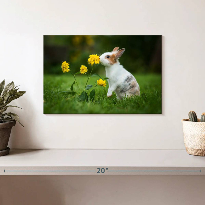 Brampt Bunny And Flowers, 8" H x 12" W