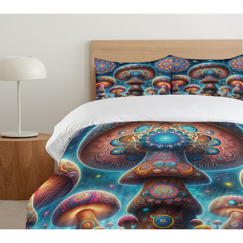 Mushroom Duvet Cover, Queen Duvet Cover + 2 Standard Shams