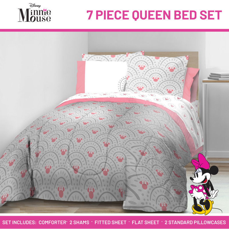 Minnie Mouse Minnie Rainbow Bed Set W/ Sham, Queen Comforter + 6 Additional Pieces