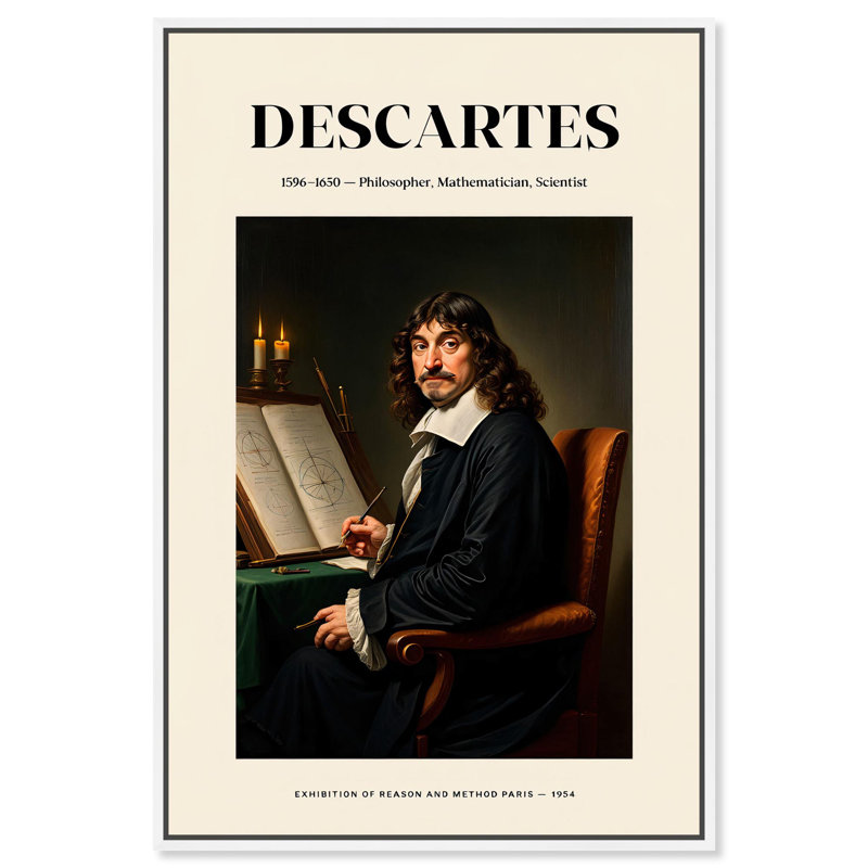 Affiches «penseur cartésien» par Art Remedy, H 55 po x l 37 po, Cadre blanc