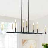 Luminaire suspendu moderne moderne noir et doré à 8 lumières l 48 po pour îlot de cuisine