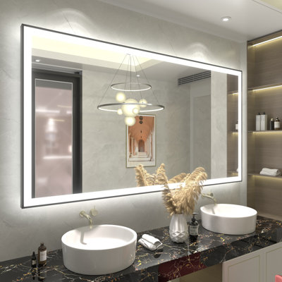 Aevar UL Certified Front & Back LED Anti-Fog Tempered Glass Framed Bathroom/Vanity Mirror with 3-Year Warranty