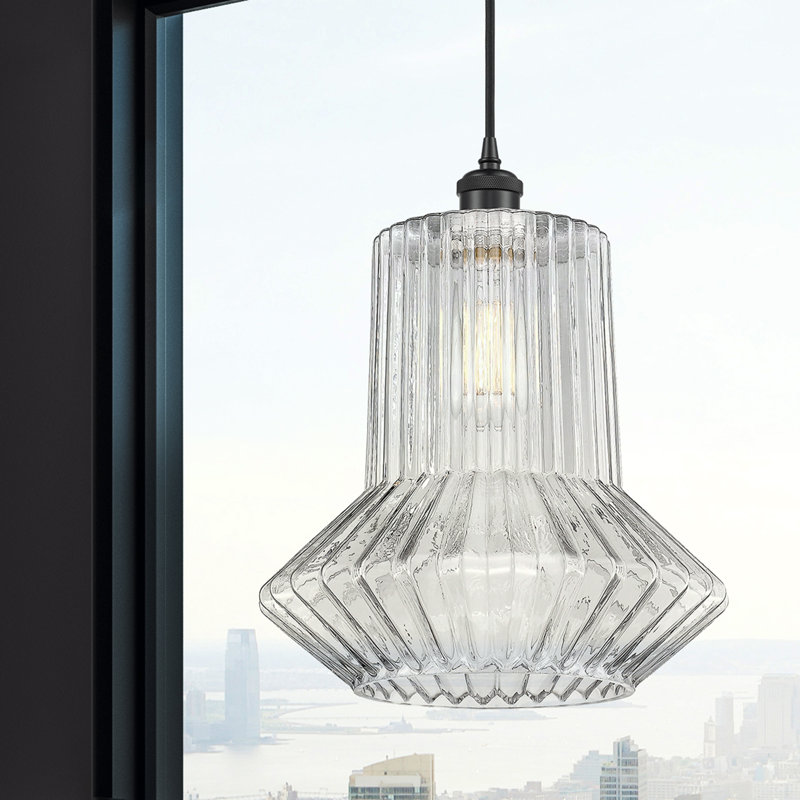 Luminaire suspendu géométrique à 1 lumière Perri, Noir mat, Ampoule non incluse