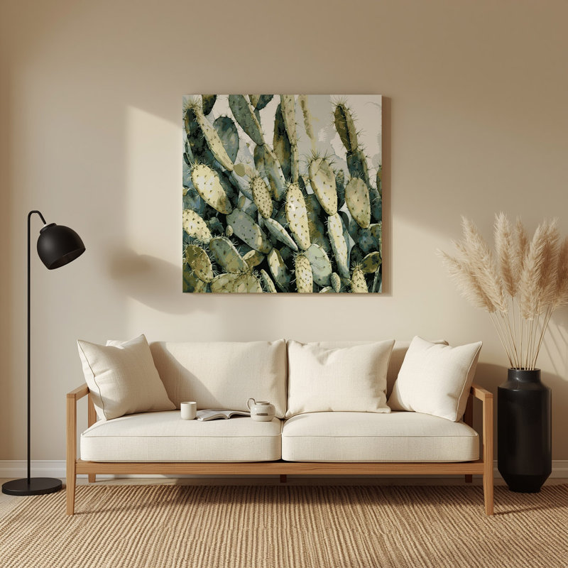 «Southwestern Plants Silver Cholla 188», art mural en métal beige, H 96 po x l 96 po x P 0,05 po