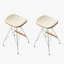Chaise d'appoint sans dossier beige (ensemble de 2)-397494128