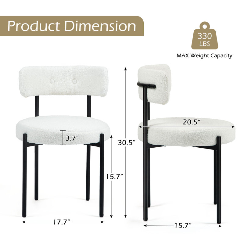 Chaise d'appoint rembourrée Boucle, Noir, 4