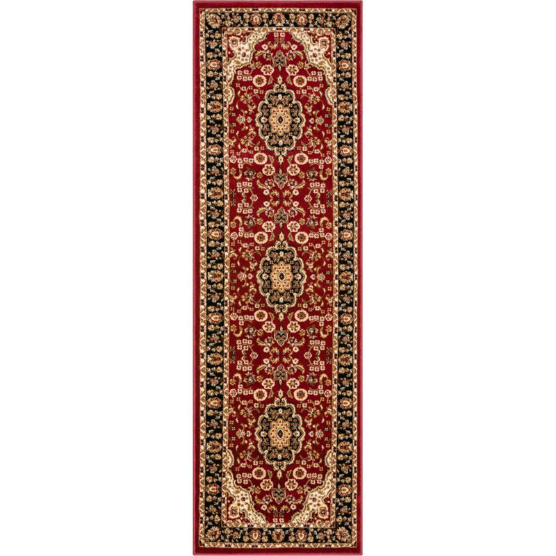 Cobbins Medallion Kashan Red Traditional Rug, Runner 2'7" x 9'6"