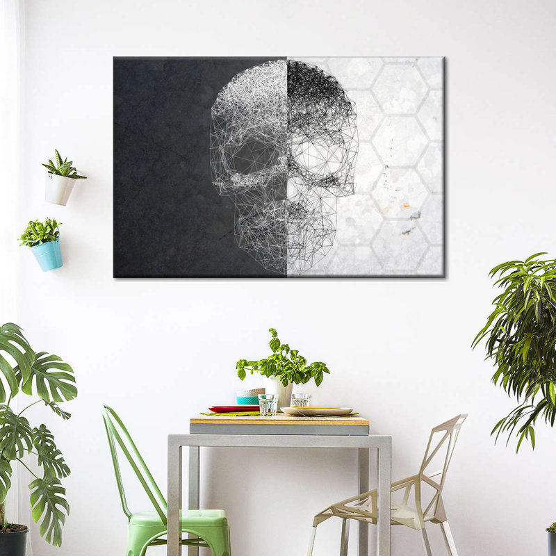 Crâne abstrait, reproduction sur toile, H 34 po x l 51 po x P 1,25 po