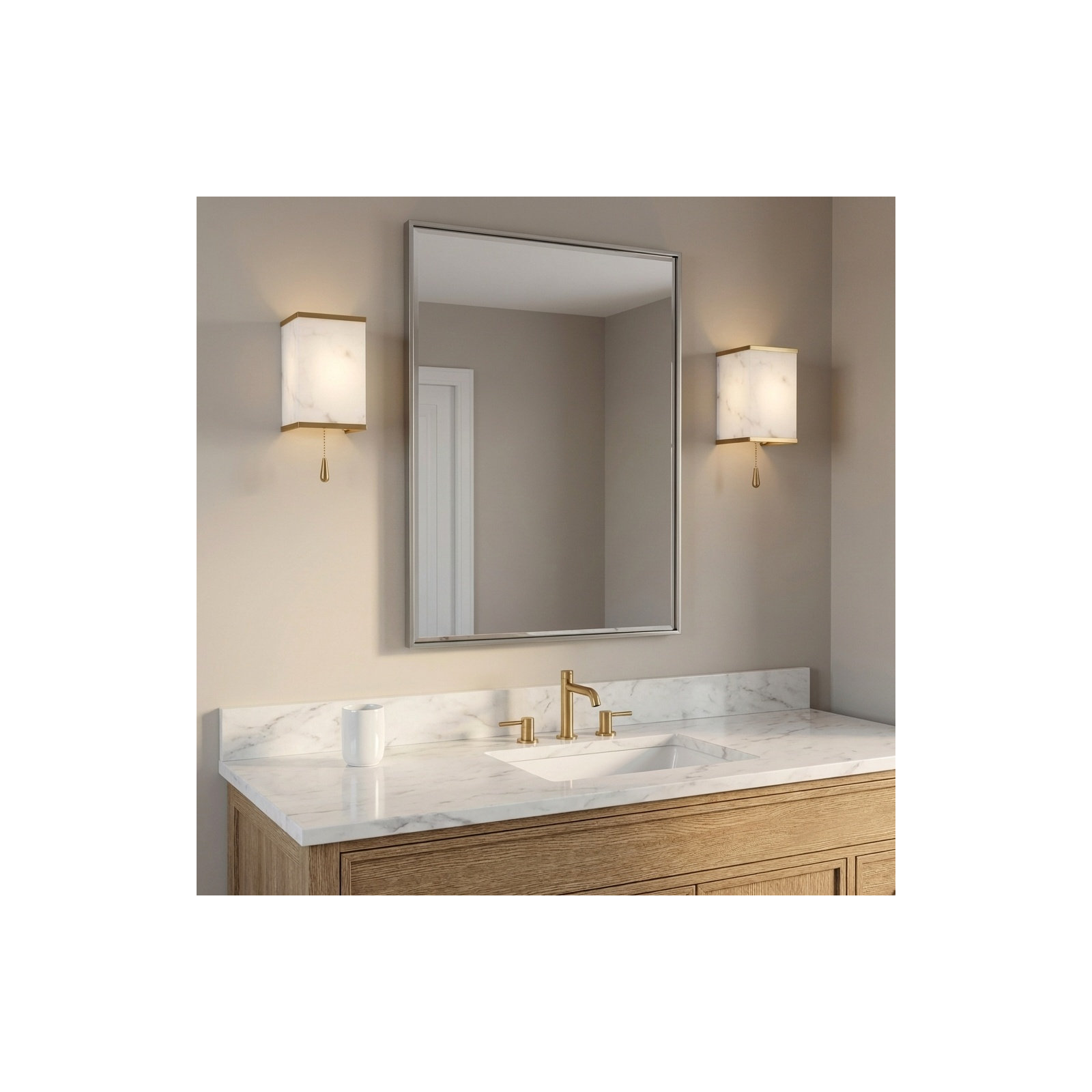 Whitley Vanity Light, Burnished Brass, 8"H x 7" W x 4.4" D