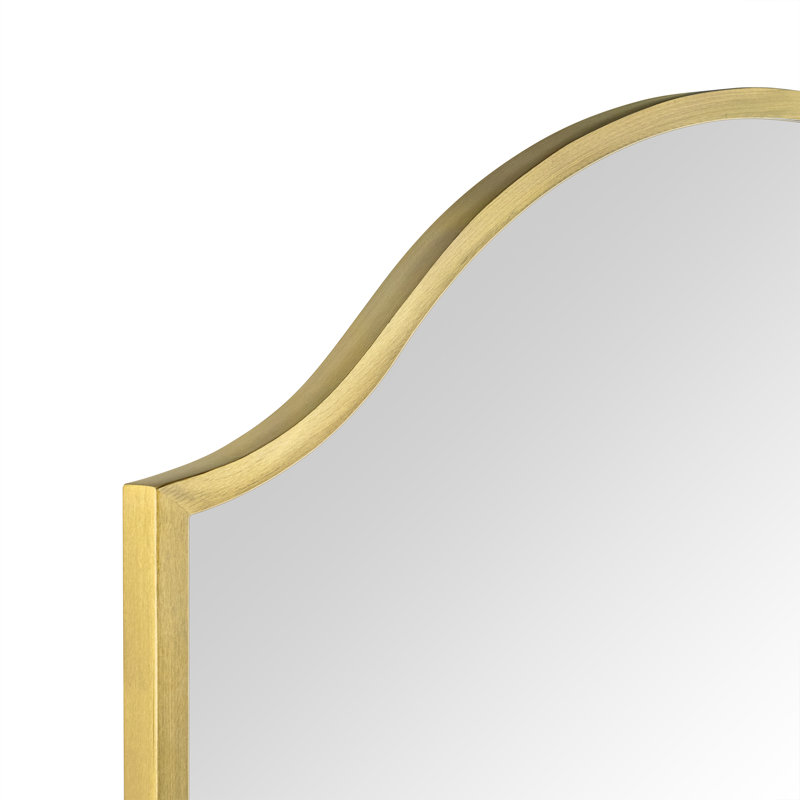 Miroir de salle de bain asymétrique en métal arqué 30 po H x 20 po Faus pour meuble-lavabo, commode, manteau de cheminée ou chambre à coucher