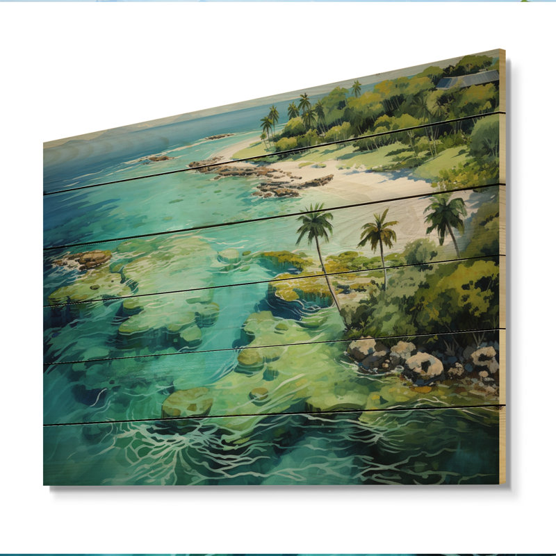 Ishrak Caraibe, paradis tropical sur bois, H 24 po x l 32 po x P 0,78 po