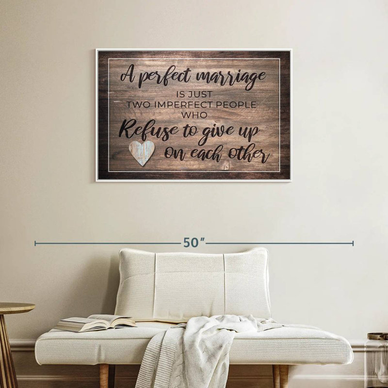 Perfect Marriage Quote, Floating Frame White, 37" X 25"