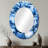 Blue And White Boho Pottery Coastal Artistry I - Large Oval Wall Mirror On Metal-809305120