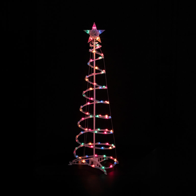 Ensemble de 2 arbres de Noël en forme de cône de Noël en spirale multicolores 4 pi, 6 pi
