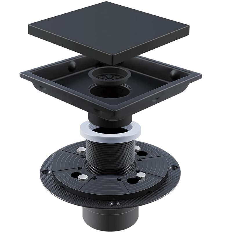 Flange Tile-In Shower Drain, Black