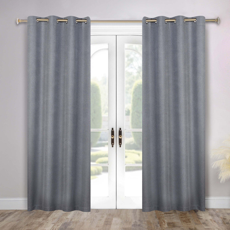 100% Blackout Machine Washable Curtain Panels, Set of 2, Gray, 52" W x 108" L