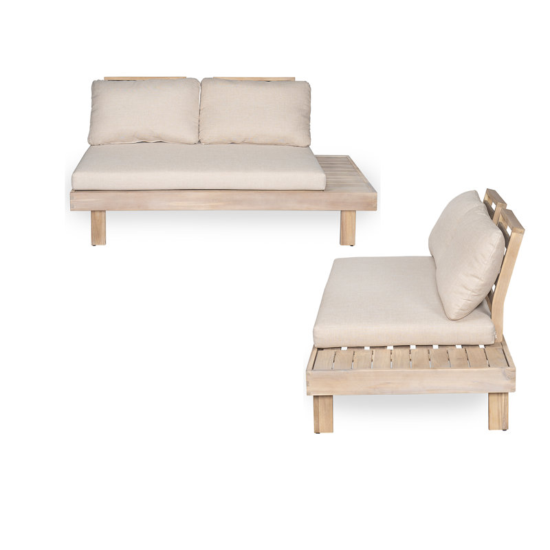 Veridian Outdoor Acacia Wood 4-Seater Sofa With Water-Repellent Cushions